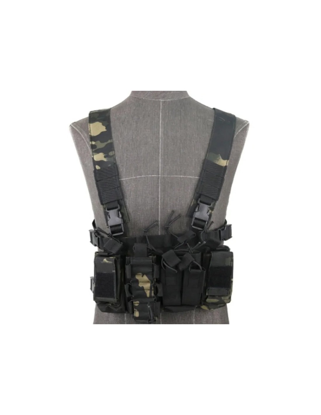 Chaleco portacargadores M4 con arnés en H para 4 cargadores de fusil y 2 de pistola