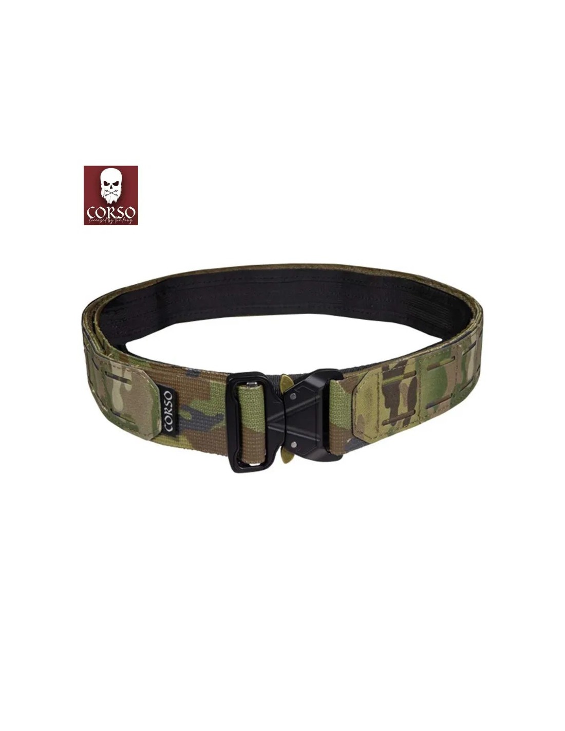 Ceñidor de perfil bajo 40 mm con sistema MOLLE de corte láser y cierre metálico tipo cobra Multicam