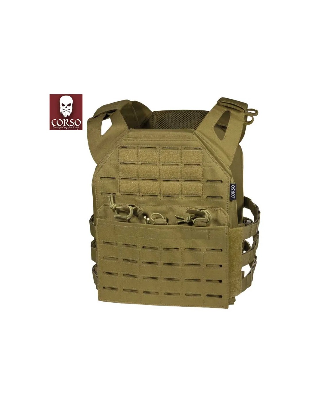Chaleco porta placas modular con Molle y capacidad para 3 cargadores M4 Coyote