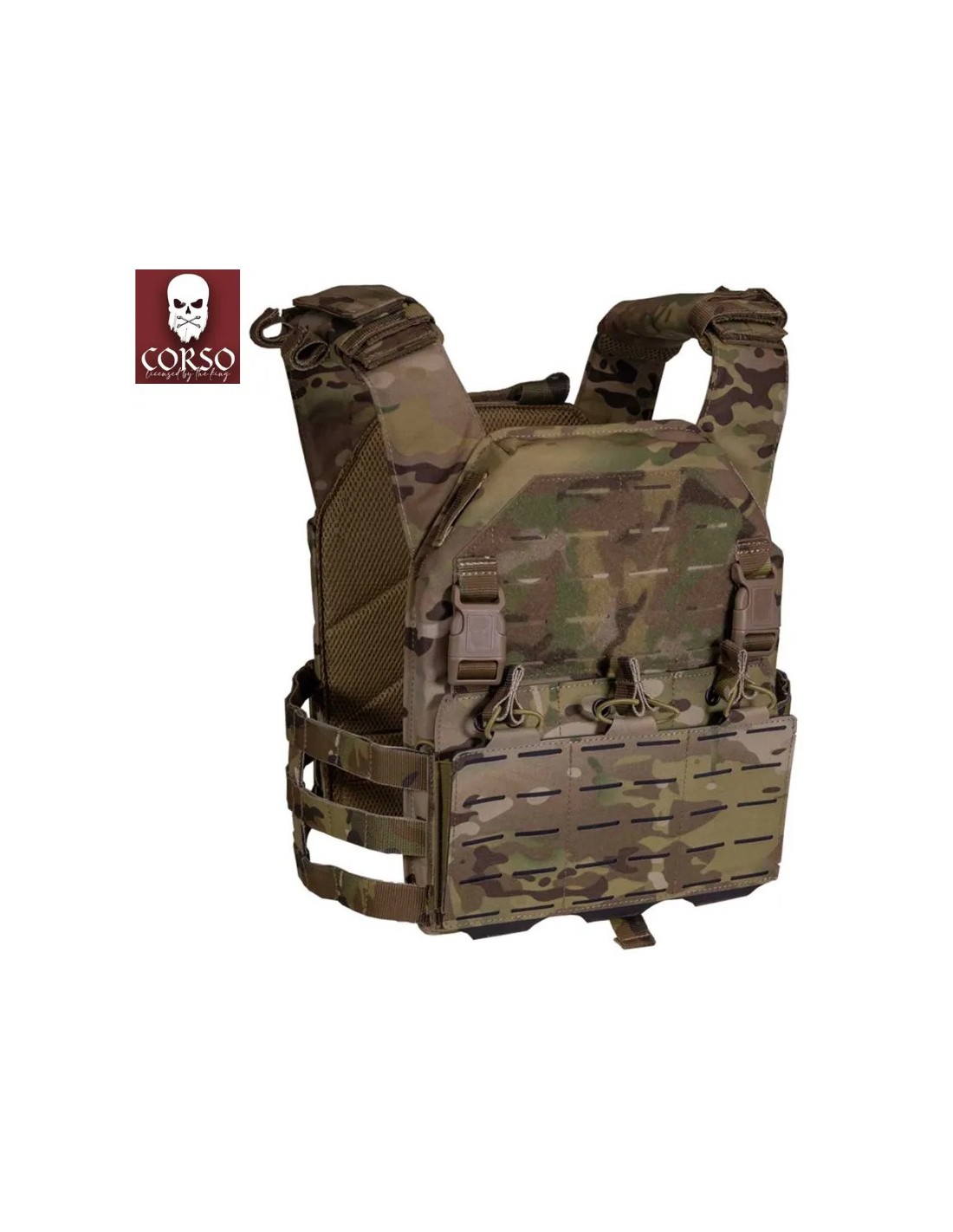 CHALECO MODULAR CON PANEL FRONTAL EXTRAÍBLE Y 3 PORTACARGADORES MULTICAM