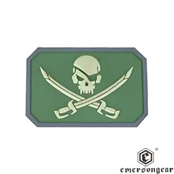 Parche PVC Calavera Pirata EmersonGear 7,5x5 cm