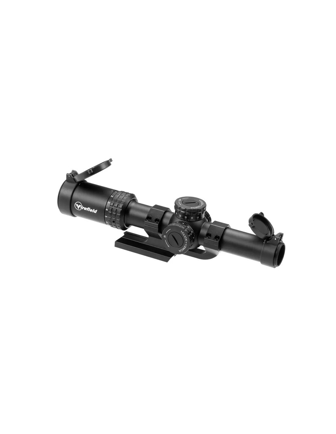 MIRA TELESCÓPICA RAPIDSTRIKE 1 A 10 X 24 RETÍCULA ILUMINADA AR 1 MOA MEDIA MOA POR CLIC TORRETAS TÁCTICAS ENFOQUE RÁPIDO REDUCTOR DE REFLEJOS TIPO NIDO DE ABEJA TAPAS ABATIBLES MONTAJE PICATINNY ALUMINIO ANODIZADO RESISTENTE AL AGUA Y A IMPACTOS