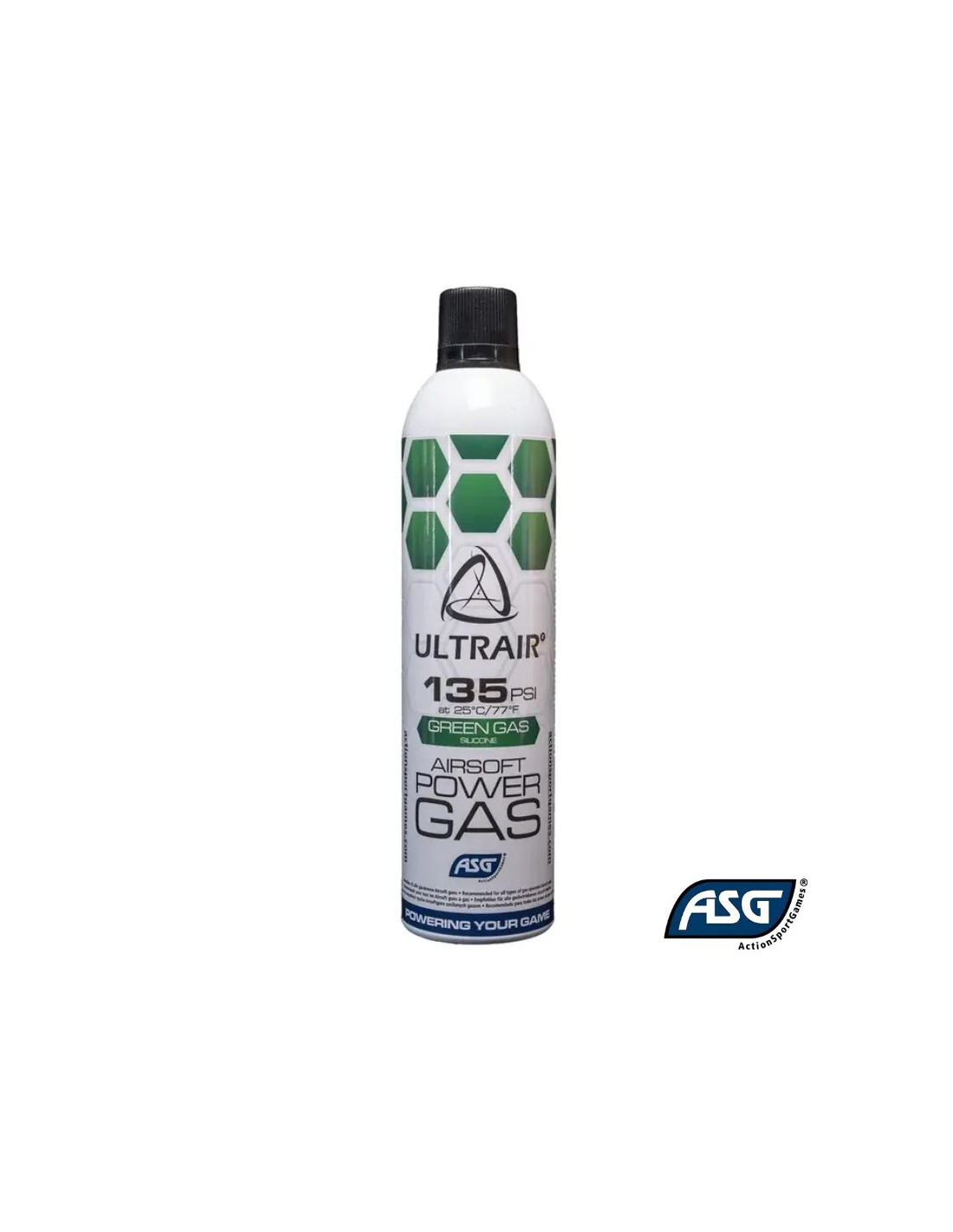Gas para réplicas GBB y GBBR 570 ml con lubricante de silicona presión constante 135 psi a 25 °C Verde