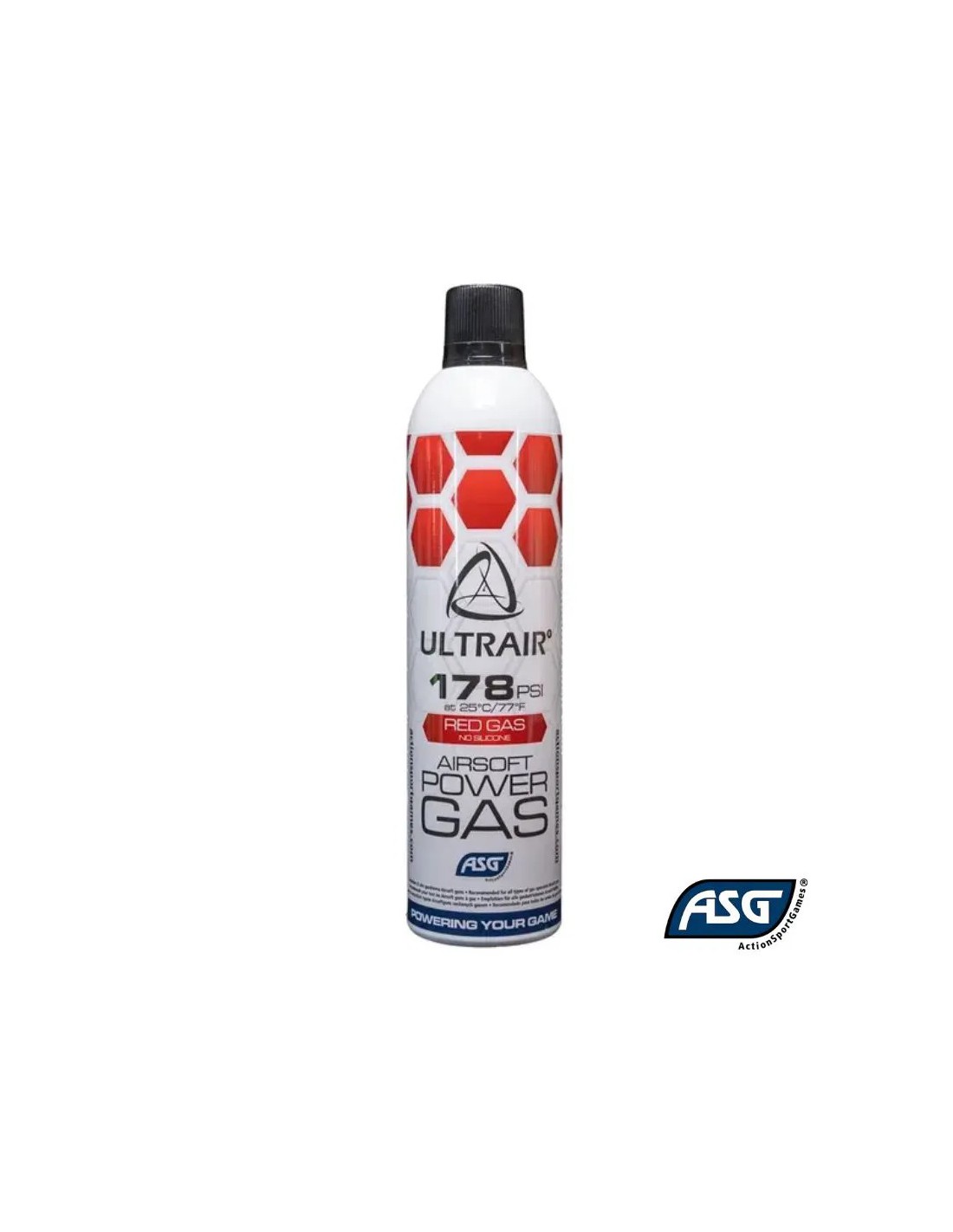 Botella de gas CO2 570 ml alta presión 178 psi para réplicas GBB boquilla metálica reforzada rendimiento en frío Rojo