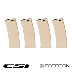 Set 4 Cargadores Mid-Cap TAN Poseidon M4/M16 | AirsoftYecla