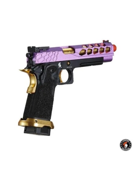 detalle-pistola-airsoft-gbb-stryk-hi-capa-5-1-violeta-y-dorada