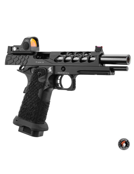 pistola-airsoft-gbb-stryk-hi-capa-5-1-silver-lancer-tactical-con-rmr-en-accion