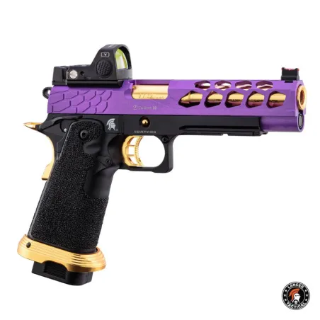 Pistola Airsoft Hi-Capa 5.1 Violeta/Oro con RMR – Lancer Tactical