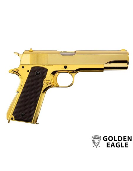 pistola-airsoft-gbb-1911-gold-golden-eagle-disparando