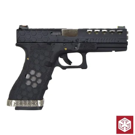 pistola-aw-custom-g17-hex-cut-gbb-accionamiento-detalle-tan-black