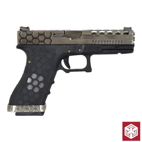 pistola-aw-custom-g17-hex-cut-tan-silver-detalle-agarre