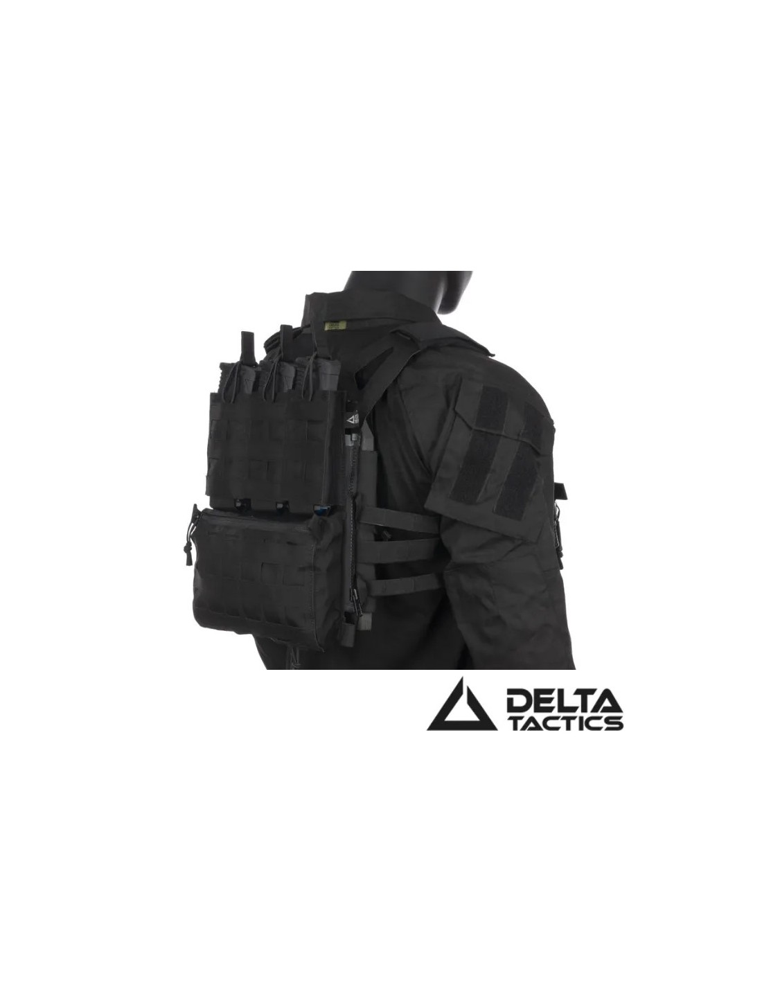 Panel Trasero Táctico Porta Cargadores Triple con Bolsillo Cremallera y Sistema MOLLE Compatible con Chalecos Porta Placas y Arnés de Pecho