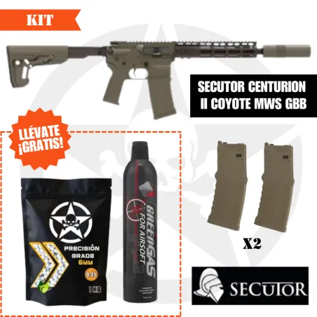 Kit Secutor Centurion II Coyote MWS GBB + Cargadores| Airsoft Yecla