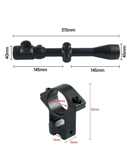 Visor 3-9x40EG Iluminado Rojo Verde | AirsoftYecla.es