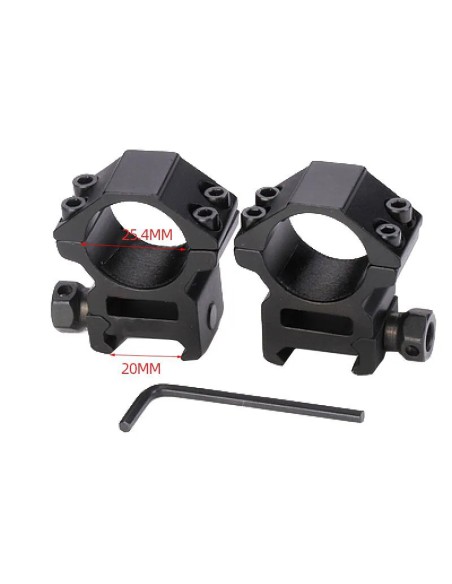 Montura 20mm para Visor 25.4mm Aluminio | AirsoftYecla