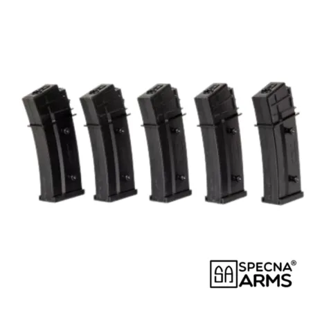 Pack 5 Cargadores Mid-Cap 120 BBs Specna Arms G36 Negro | Airsoft Yecla
