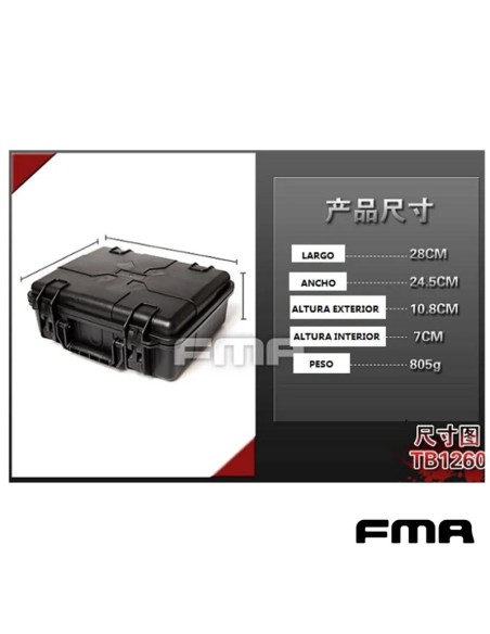 Maletín Pistola Rígido FMA Acolchado Negro | Airsoft Yecla