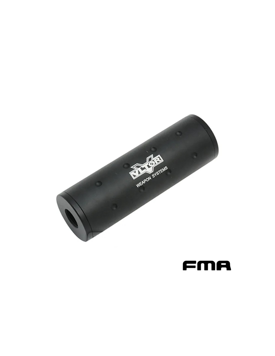 SILENCIADOR CORTO 107 mm ALUMINIO ROSCA 14 mm SENTIDO ANTIHORARIO