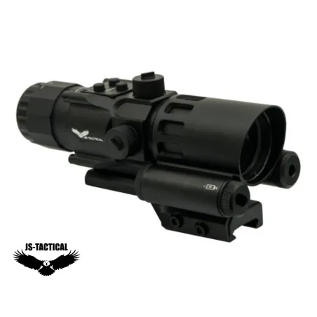 Mira prismática JS Tactical 4x32 con láser | Airsoft Yecla