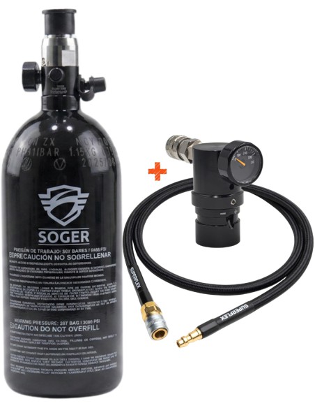 Kit completo de HPA (Botella 0.8L + Regulador + Línea) - Airsoft Yecla