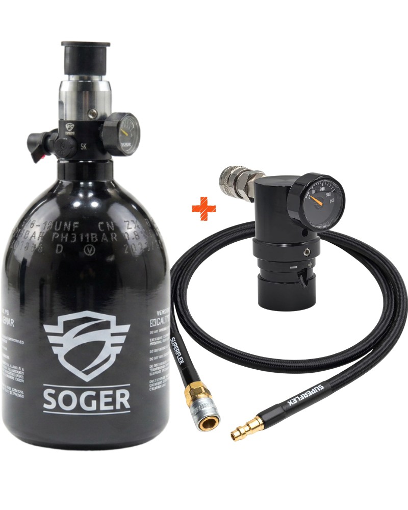 Kit completo de HPA (Botella 0.44L + Regulador + Línea) - Airsoft Yecla
