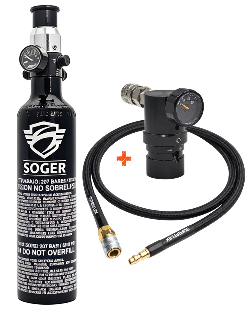 Kit HPA airsoft completo (Botella 0.21L + Regulador + Línea)