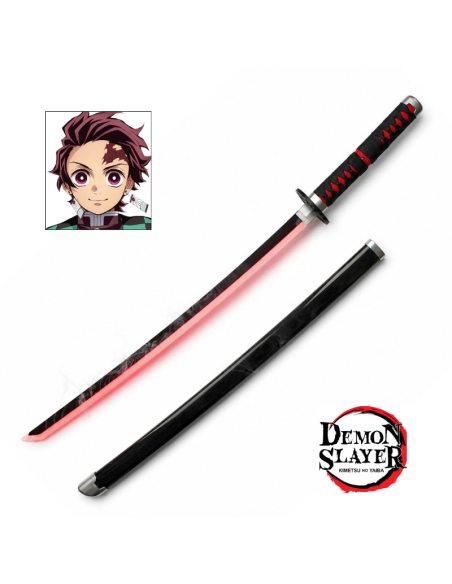 Katana Kamado Tanjiro de madera con LED blanco y vapor 103 cm - Demon Slayer - Blood Heritage