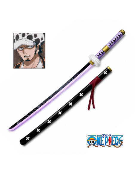 Katana Trafalgar Law de acero al carbono con LED blanco y humo 103 cm - One Piece - Blood Heritage