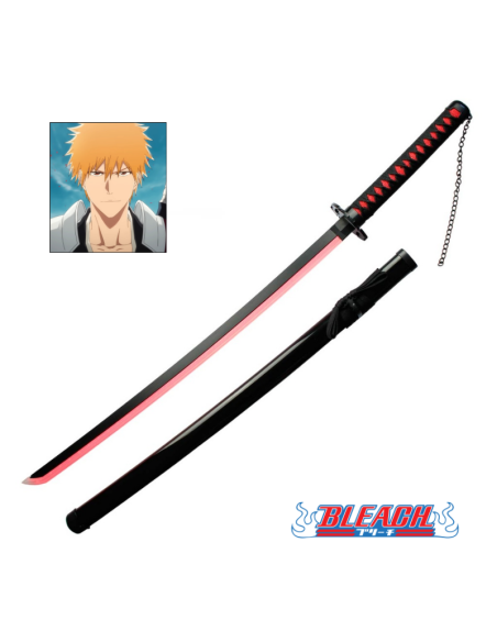 Katana Ichigo Kurosaki Tensa Zangetsu de madera con LED rojo y humo 103 cm - Bleach - Blood Heritage