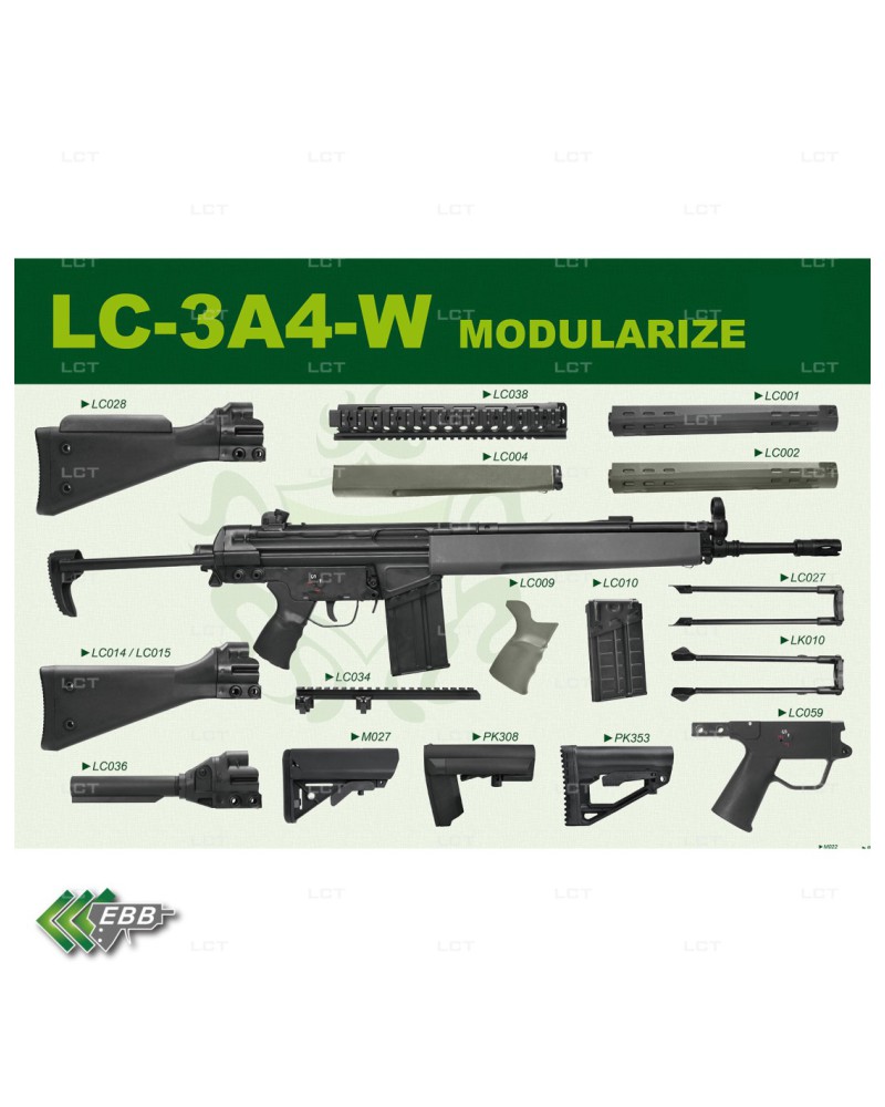 Fusil de Airsoft LC-3A4-W (BK) EBB - LCT | Airsoft Yecla