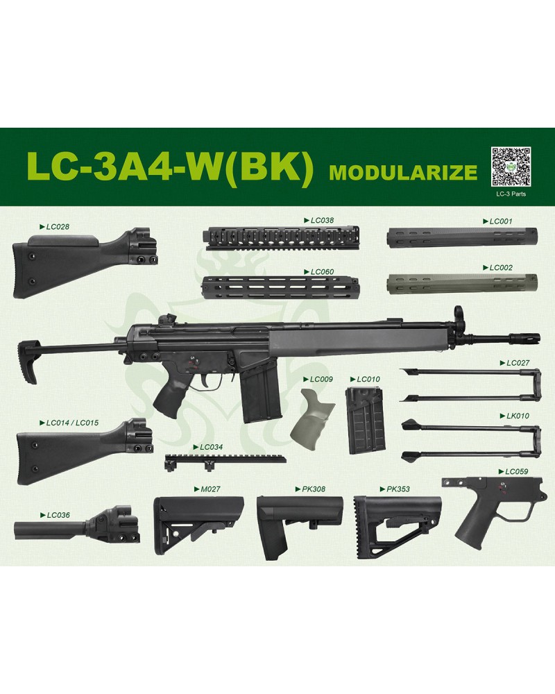 Fusil AEG LC-3A4-W (BK) - LCT | Airsoft Yecla
