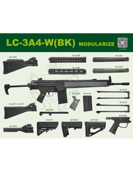 Fusil AEG LC-3A4-W (BK) - LCT | Airsoft Yecla