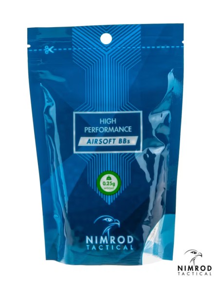 BOLAS 0.25g BB HIGH PERFORMANCE 1000rds - NIMROD - AirSoftYecla.es