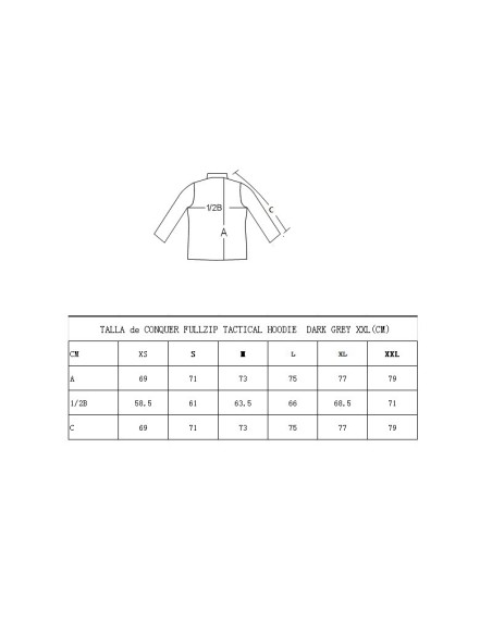 Sudadera táctica Fullzip CONQUER Dark Grey S | Airsoft Yecla 2