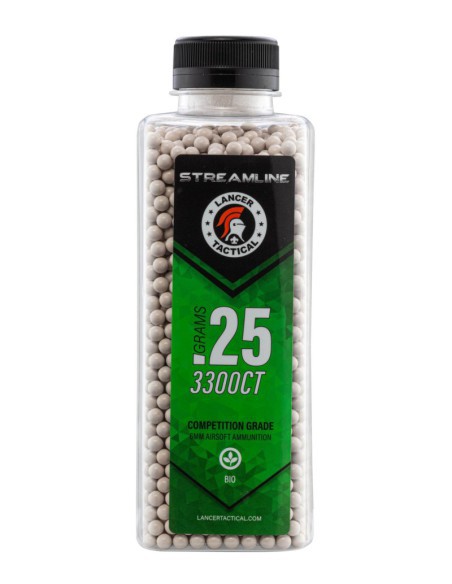 Bolas biodegradables STREAMLINE 6 mm 0.25 g 3300 | Lancer Tactical