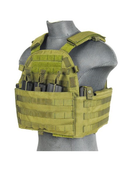 Chaleco Plate Carrier 1000D OD - Verde oliva | Airsoft Yecla