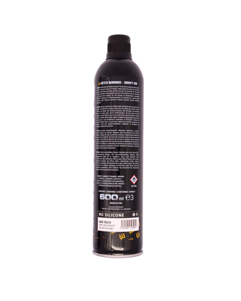Gas IRON 10kg 600ml sin silicona - Arsenic | Airsoft Yecla