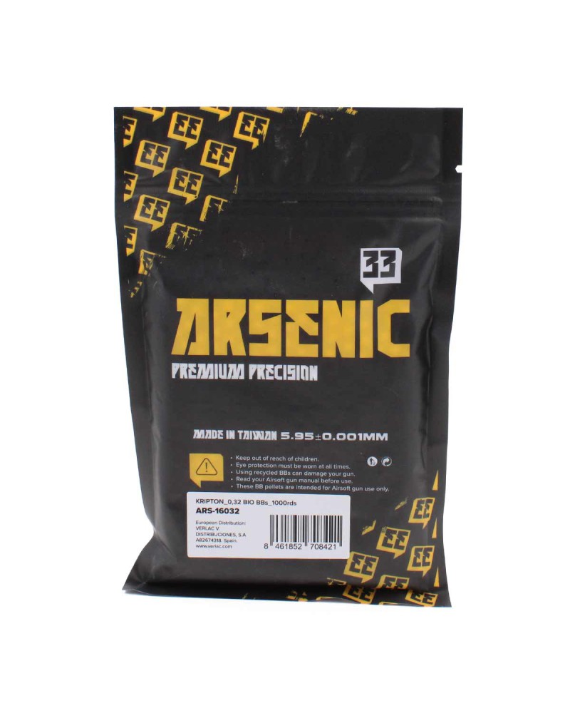 Bolas Krypton BIO 0,32g 6mm 1000und - Arsenic | Airsoft Yecla
