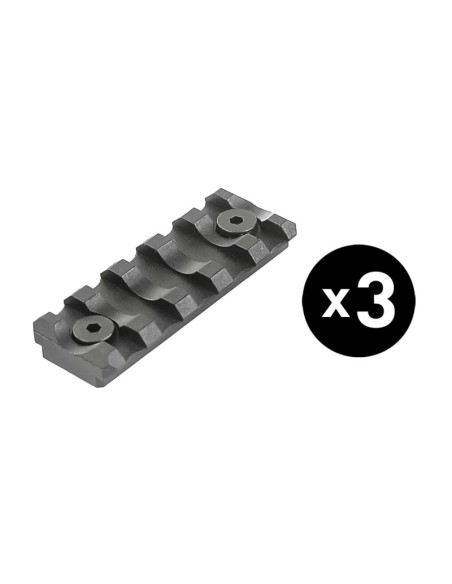 Pack 3 raíles Picatinny MIL-STD 1913 5 ranuras para Keymod 21 mm - Negro