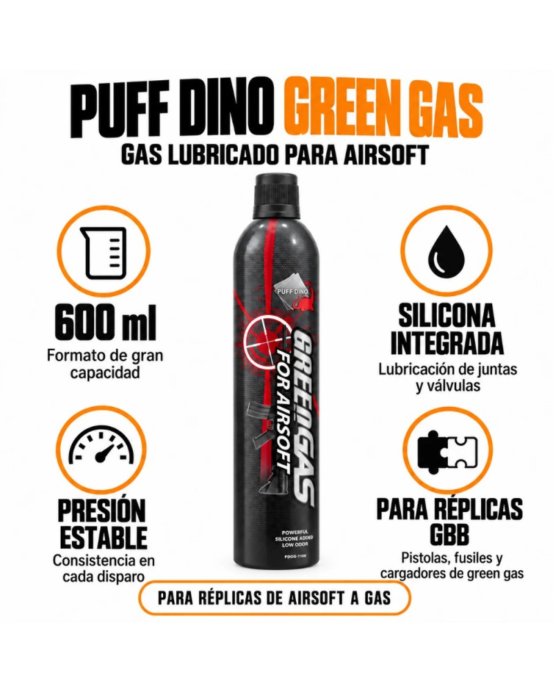 PUFF DINO GREEN GAS 600ml - AirSoftYecla.es