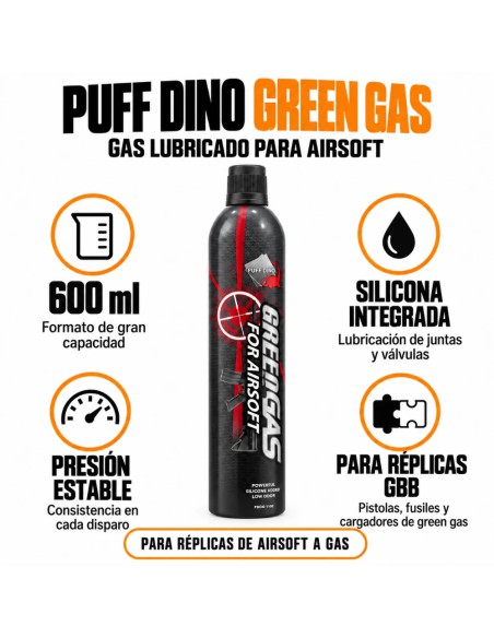 PUFF DINO GREEN GAS 600ml - AirSoftYecla.es