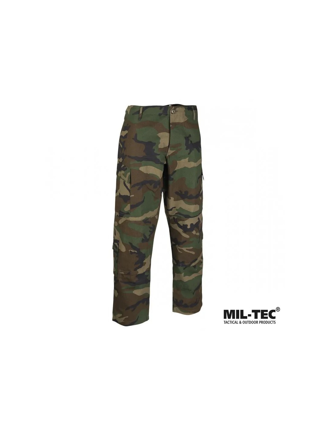 Pantalón militar Woodland ripstop 100% algodón con rodilleras reforzables refuerzo en nalgas y múltiples bolsillos
