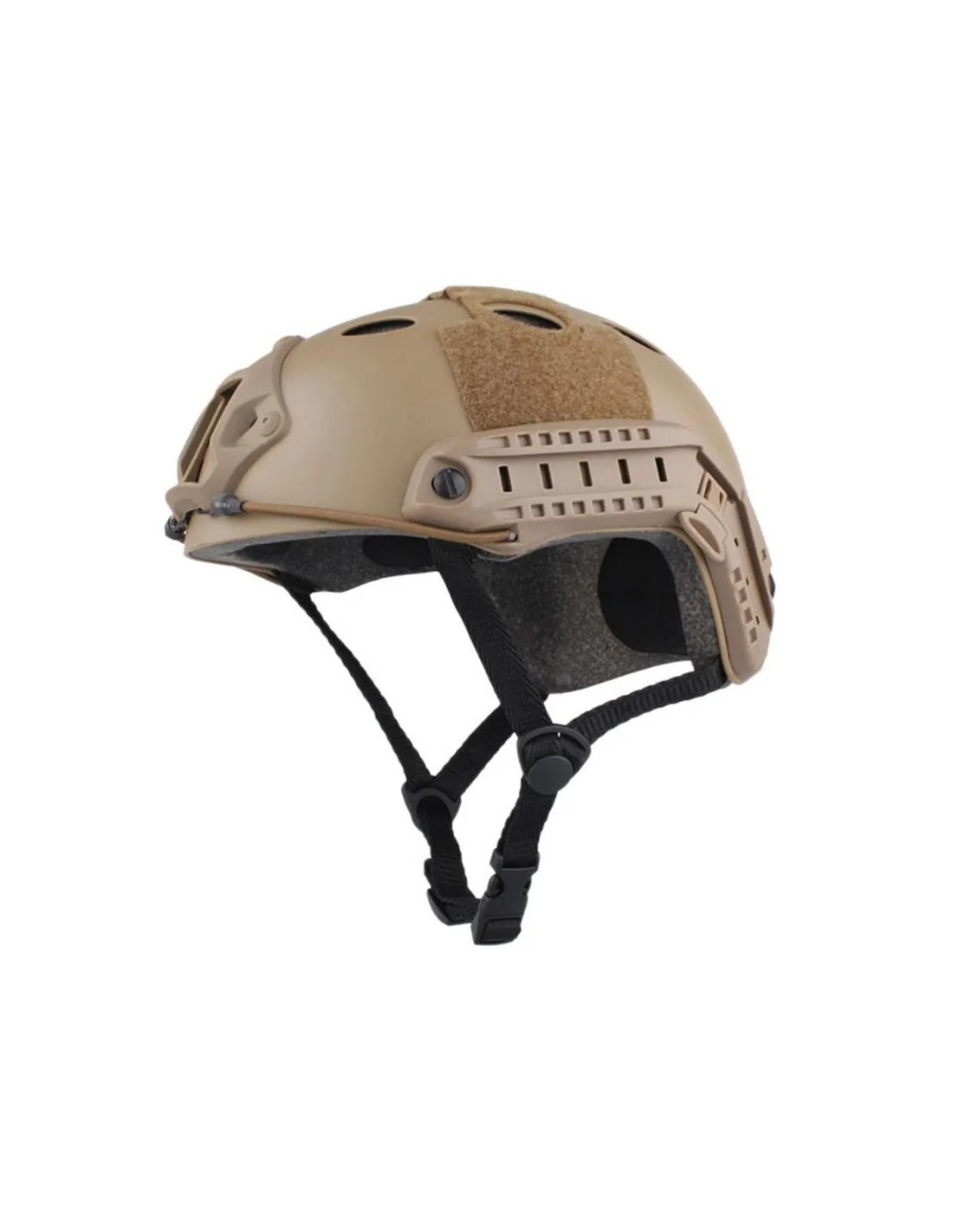 CASCO TÁCTICO TIPO PJ CON RIELES Y VELCRO TAN