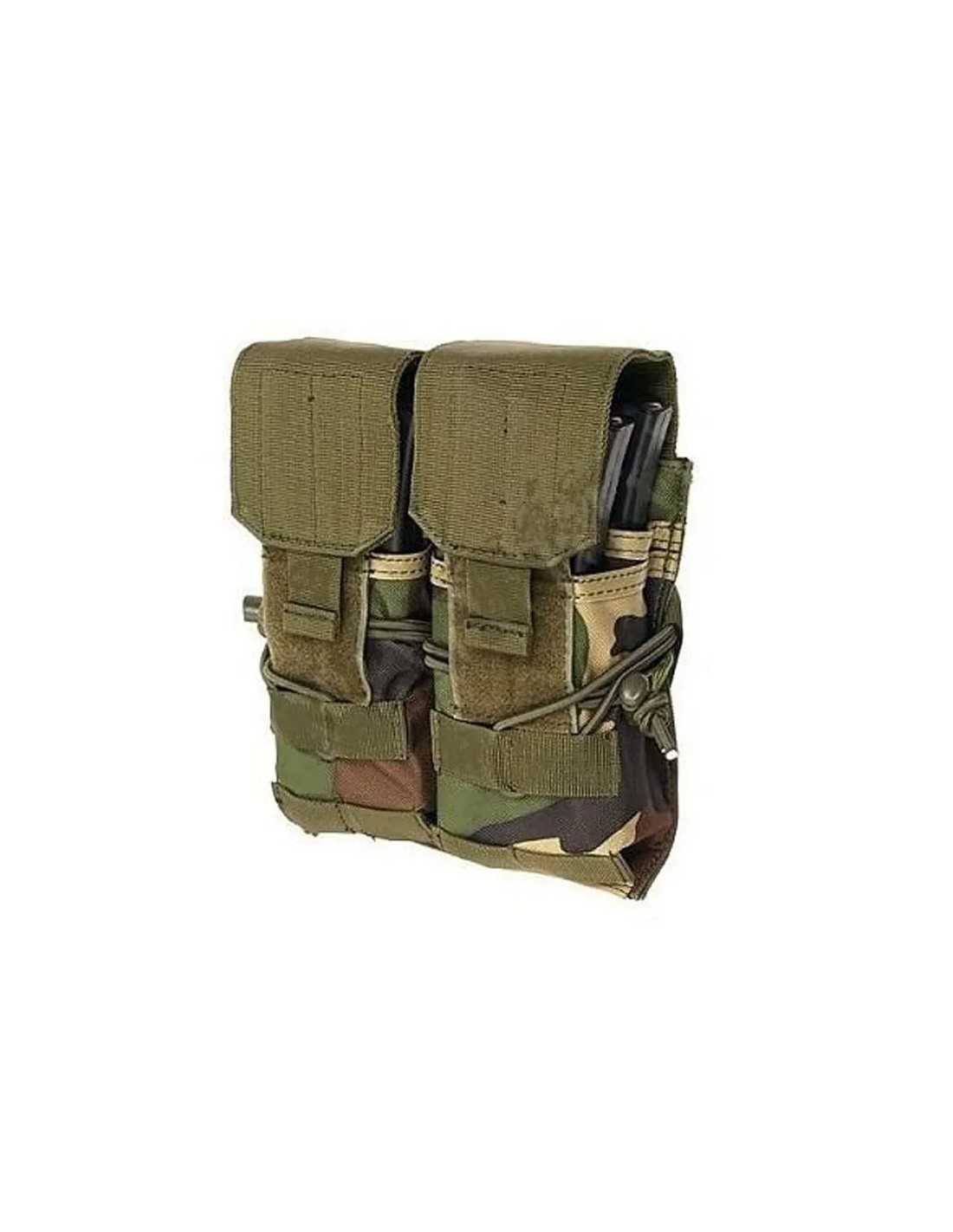 PORTA CARGADORES DOBLE PARA AK M4 M16 EN NYLON 600D CON ALETA EXTRAÍBLE Y SEPARADORES INTERNOS