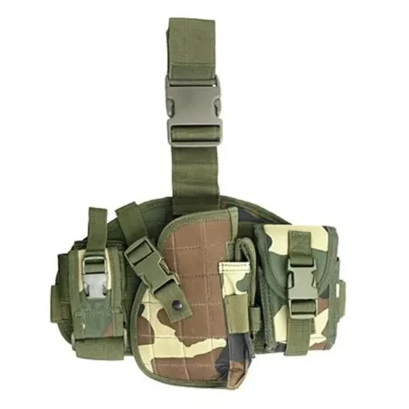 Panel molle para pierna con pistolera woodland - AirSoftYecla.es