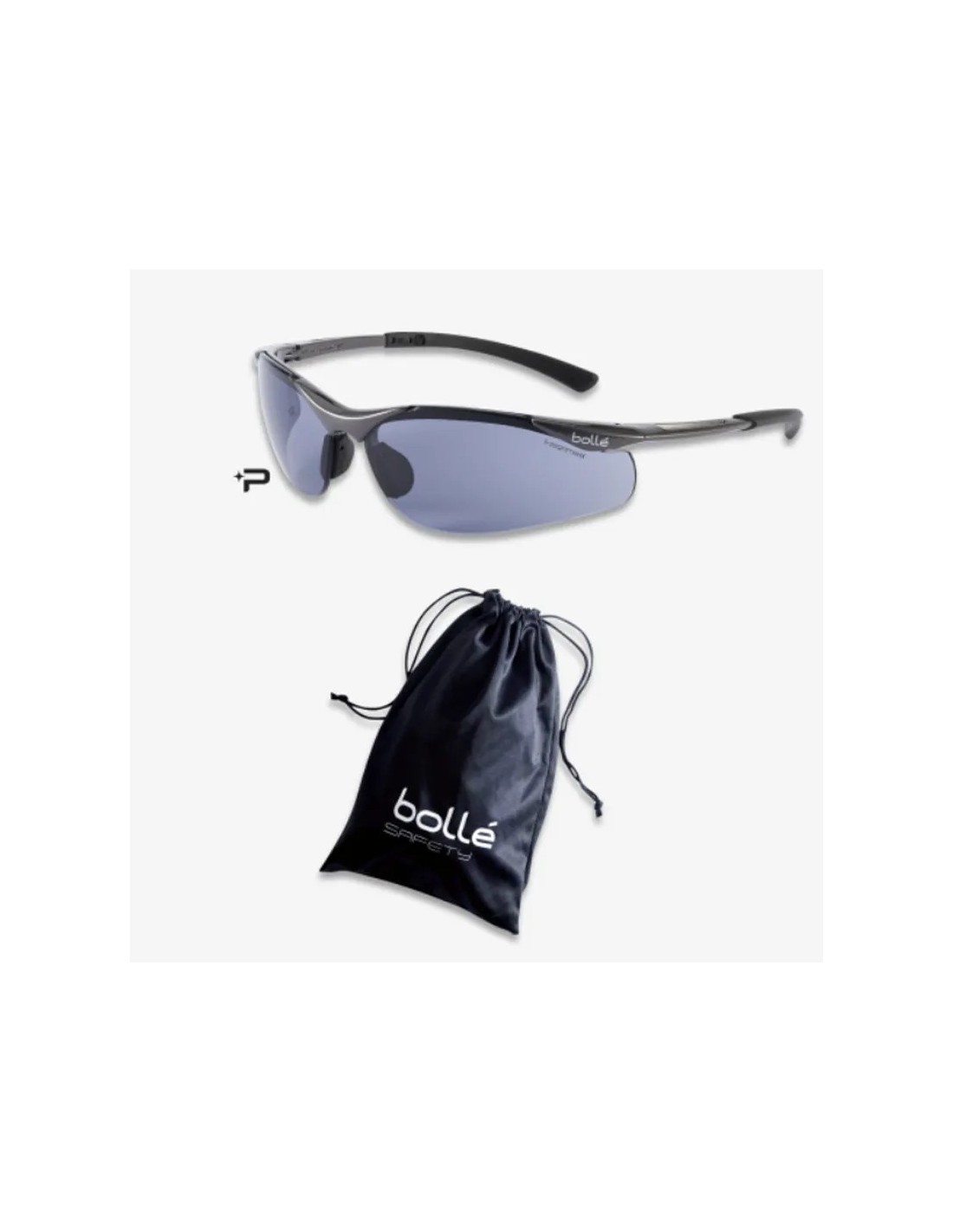 Gafas de protección Contour lente ahumada antivaho antirrayaduras con puente y patillas antideslizantes
