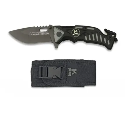 navaja K25 FOS negra y gris. H: 8.7 cm - AirsoftYecla.es