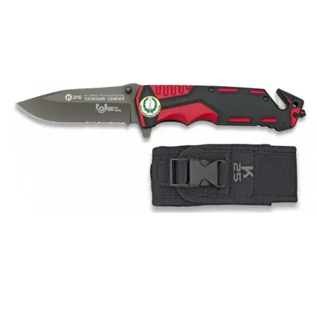 Navaja Escudo Roja/negra K25 asistida. H:9.4 cm - AirsoftYecla.es