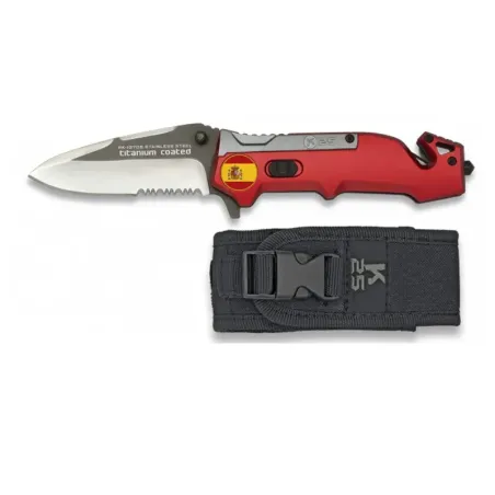Navaja K25 titanio/roja H:8.3 Española - AirsoftYecla.es